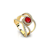 Solitaire Round Ruby Cocktail Diamond Ring - GeumJewels