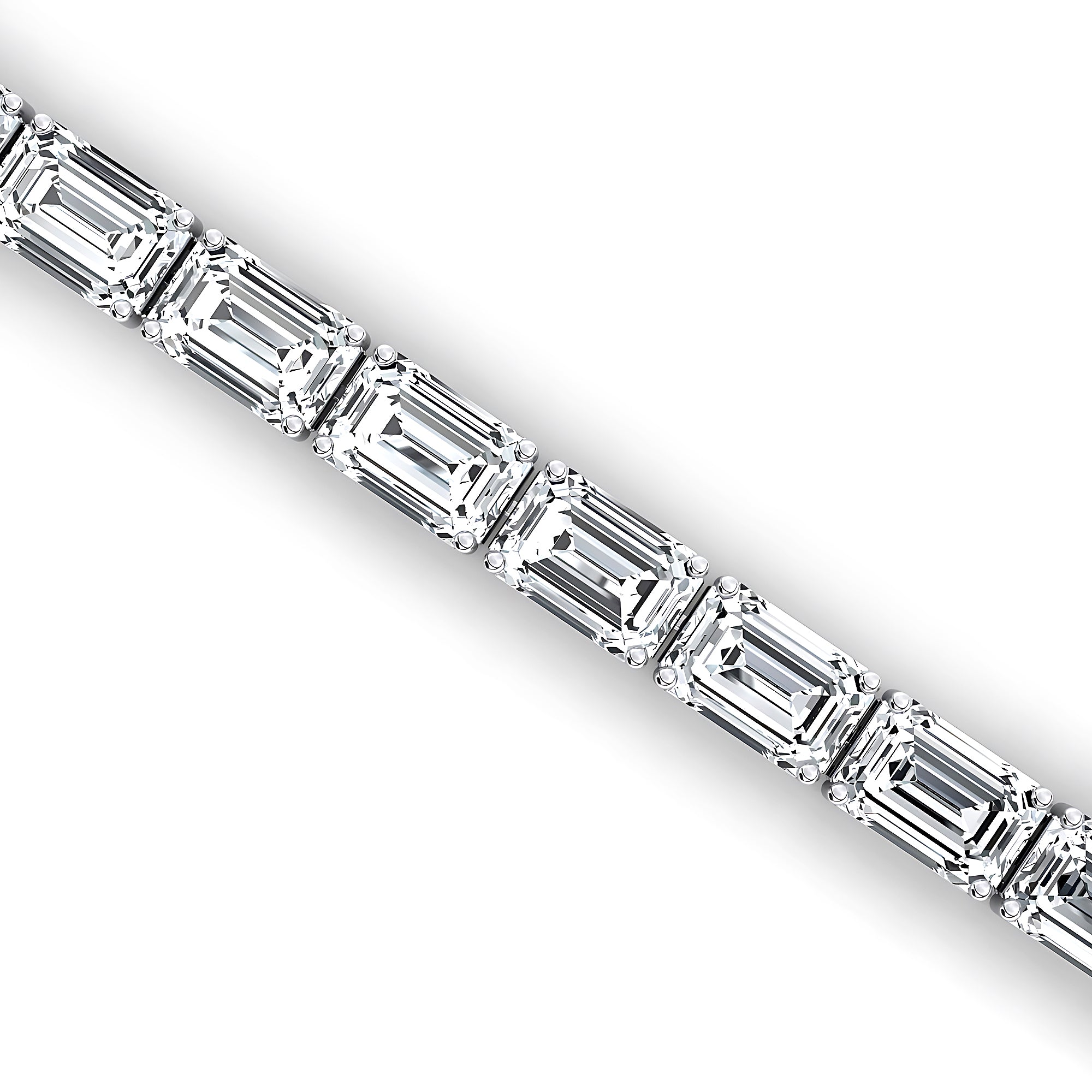 0.50ct Each Horizontally set Emerald Cut Diamond Tennis Bracelet - GeumJewels