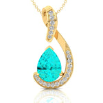 Designer Diamond Loop Pendant with Teardrop Shaped Paraiba Tourmaline - GeumJewels