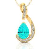 Designer Diamond Loop Pendant with Teardrop Shaped Paraiba Tourmaline - GeumJewels