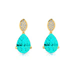 Illussion Set Diamond Earrings with Pear Cut Paraiba Tourmaline - GeumJewels