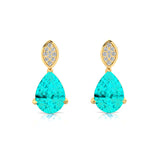 Illussion Set Diamond Earrings with Pear Cut Paraiba Tourmaline - GeumJewels