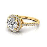 Classic Round Halo Diamonds with Solitaire Lab Diamond Engagement Ring - GeumJewels