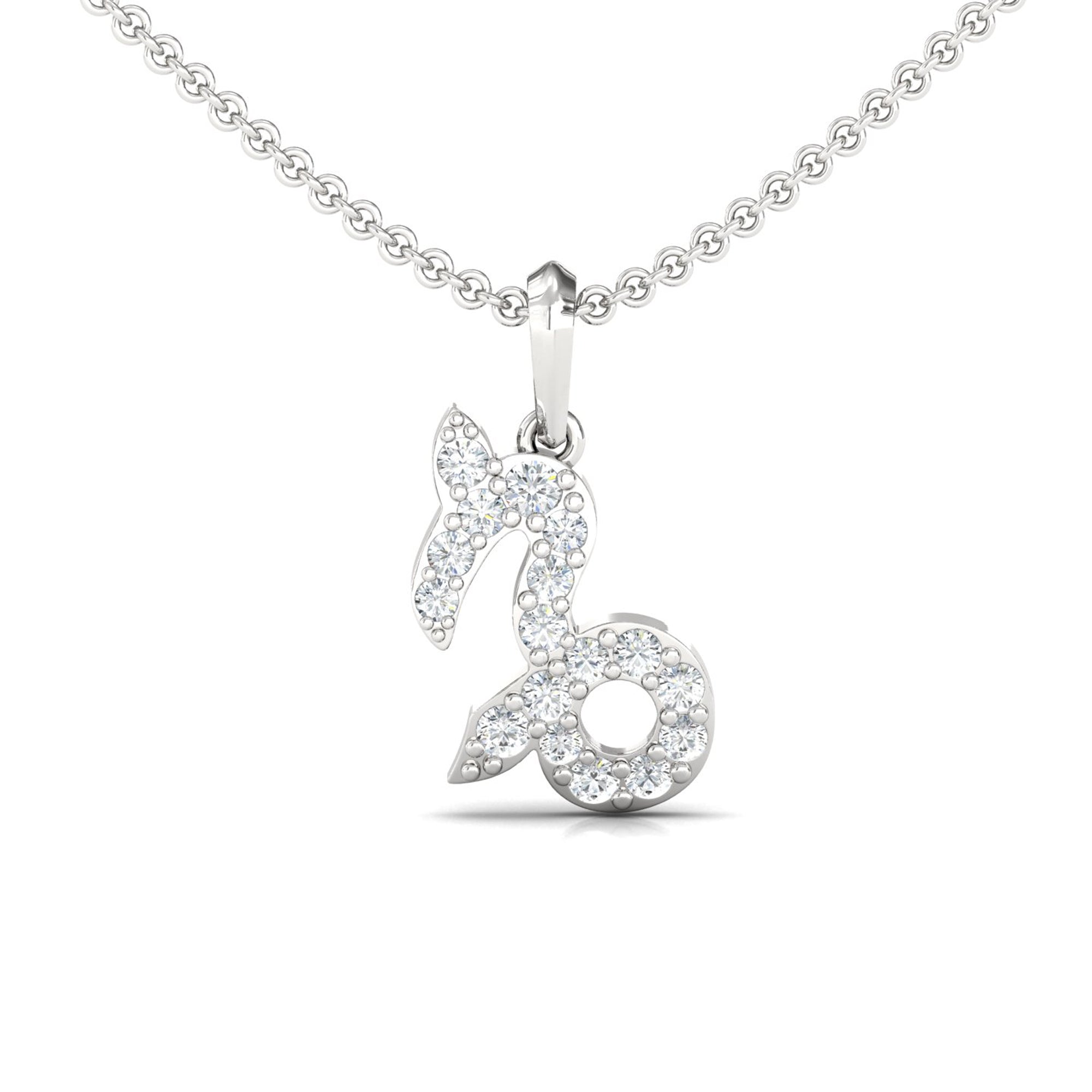 Capricorn Zodiac Diamond Charm Gold Pendant - GeumJewels
