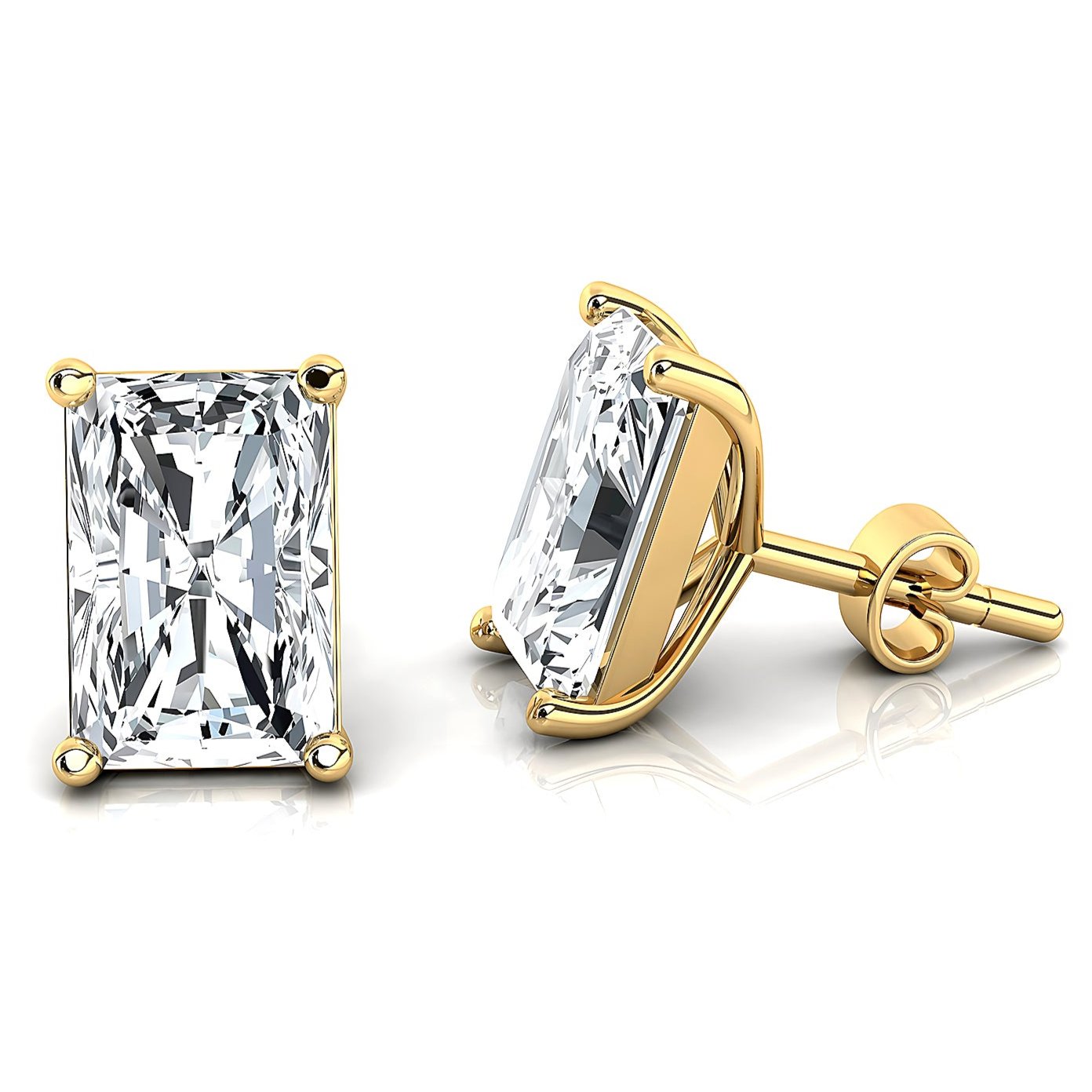 Lab Diamond Emerald Cut Solitaire Stud Earrings - GeumJewels