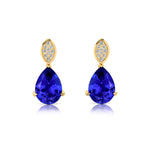 Illussion Set Diamond Earrings with Pear Cut Tanzanite - GeumJewels