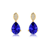 Illussion Set Diamond Earrings with Pear Cut Tanzanite - GeumJewels