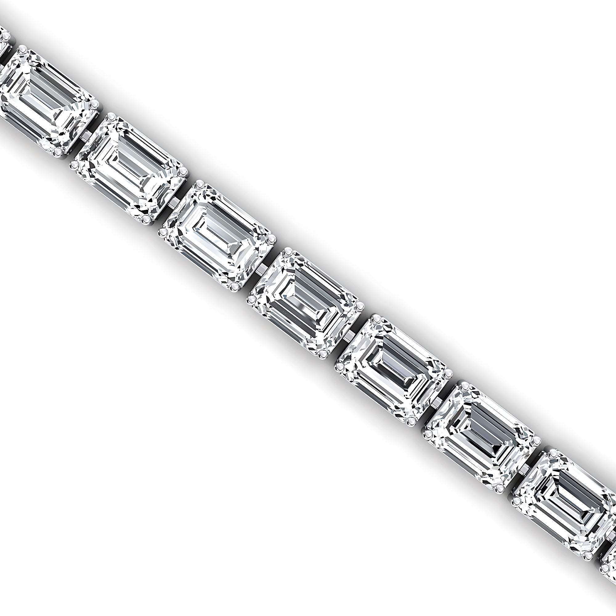 1ct Each Horizontally set Emerald Cut Diamond Tennis Bracelet - GeumJewels