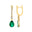 Lever Back Diamond Drop Earrings with Pear Cut Emerald - GeumJewels