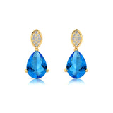 Illussion Set Diamond Earrings with Pear Cut Swiss Blue Topaz - GeumJewels