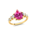 Pear Cut Pink Sapphire with Graduated Diamonds Ring - GeumJewels
