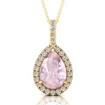Morganite Teardrop Pendant with Diamond Halo - GeumJewels