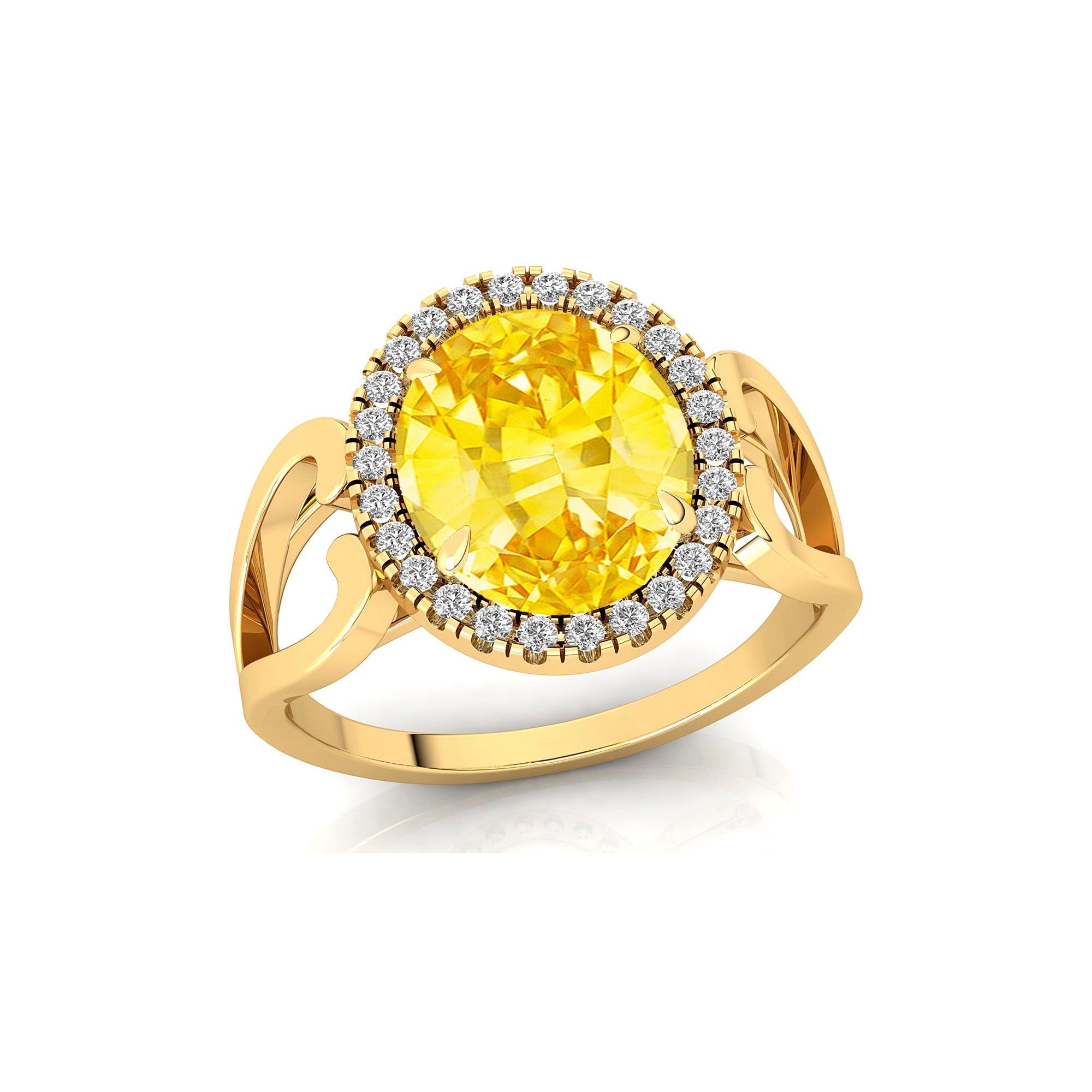 Vintage Love Inspired Oval Yellow Sapphire Halo Diamond Engagement Ring - GeumJewels