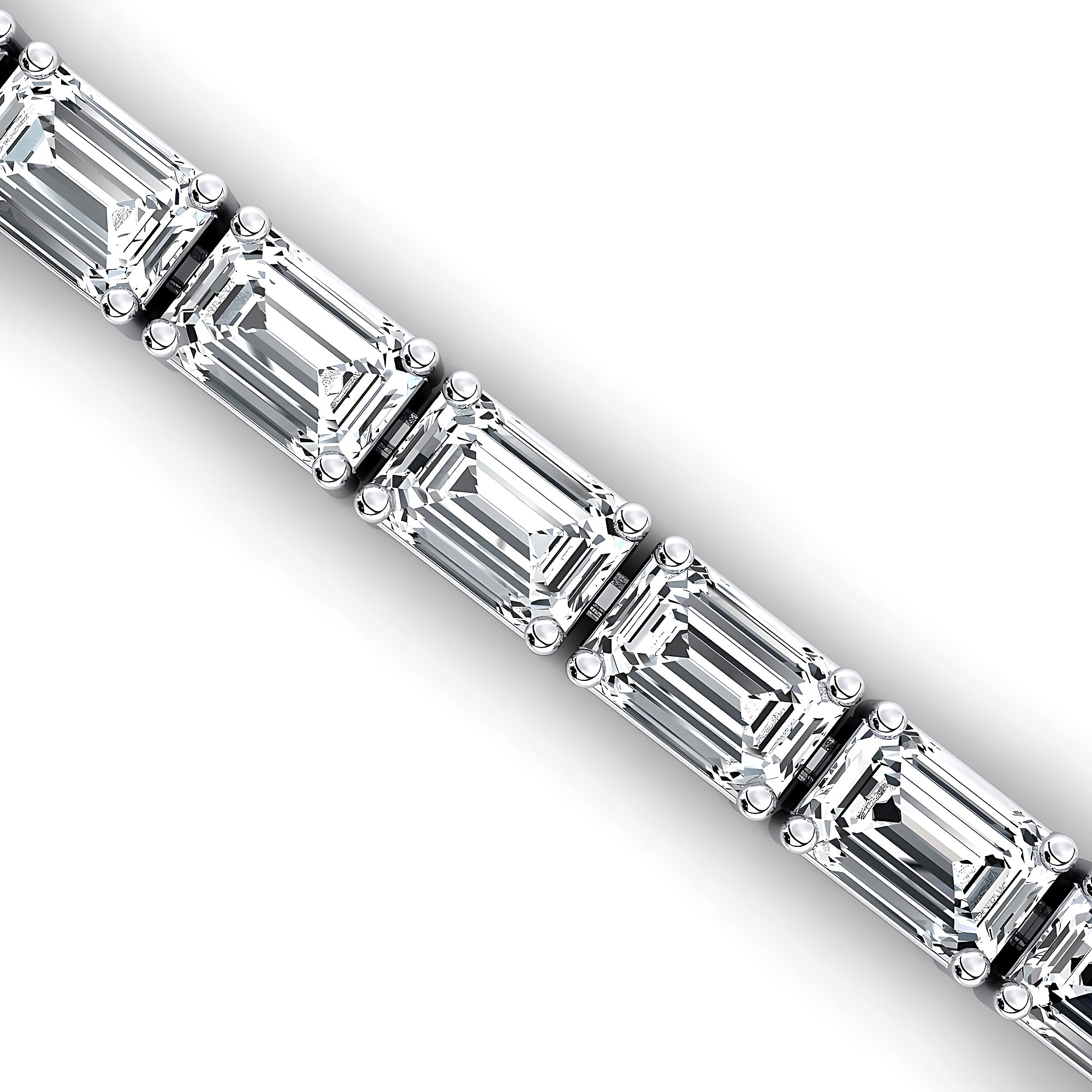 0.10Ct each Horizontally Set Emerald Cut Diamond Tennis Bracelet - GeumJewels