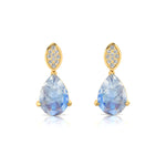 Illussion Set Diamond Earrings with Pear Cut Moonstone - GeumJewels