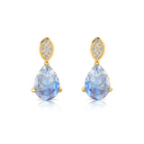 Illussion Set Diamond Earrings with Pear Cut Moonstone - GeumJewels
