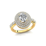 Triple Halo Diamond Oval Cut Lab Diamond Cocktail Ring - GeumJewels