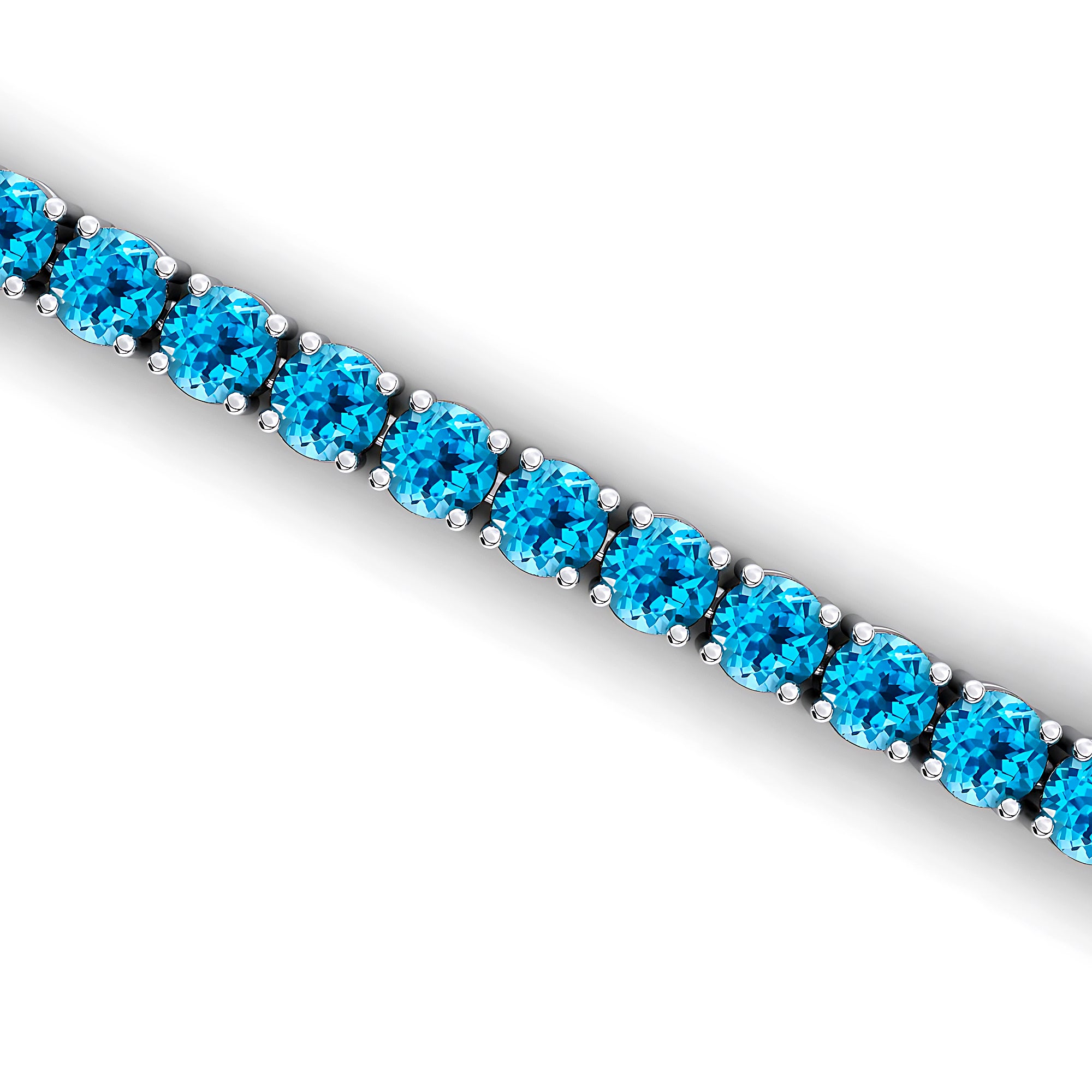 2mm Round Swiss Blue Topaz Tennis Bracelet - GeumJewels