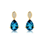Illussion Set Diamond Earrings with Pear Cut London Blue Topaz - GeumJewels