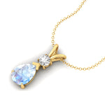 Moonstone Teardrop Pendant with Solitaire Diamond - GeumJewels