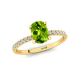 Long Cushion Peridot Thin Diamond Promise Ring - GeumJewels