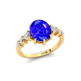 Oval Cut Tanzanite with Graduated Diamonds Ring - GeumJewels