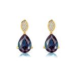 Illussion Set Diamond Earrings with Pear Cut Alexandrite - GeumJewels