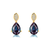 Illussion Set Diamond Earrings with Pear Cut Alexandrite - GeumJewels