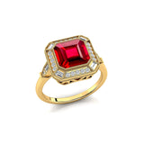 Vintage Style Square Cut Ruby Diamond Ring - GeumJewels