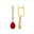 Lever Back Diamond Drop Earrings with Pear Cut Ruby - GeumJewels