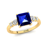 Princess Cut Tanzanite Graduating Accent Diamond Ring - GeumJewels
