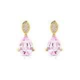 Illussion Set Diamond Earrings with Pear Cut Morganite - GeumJewels