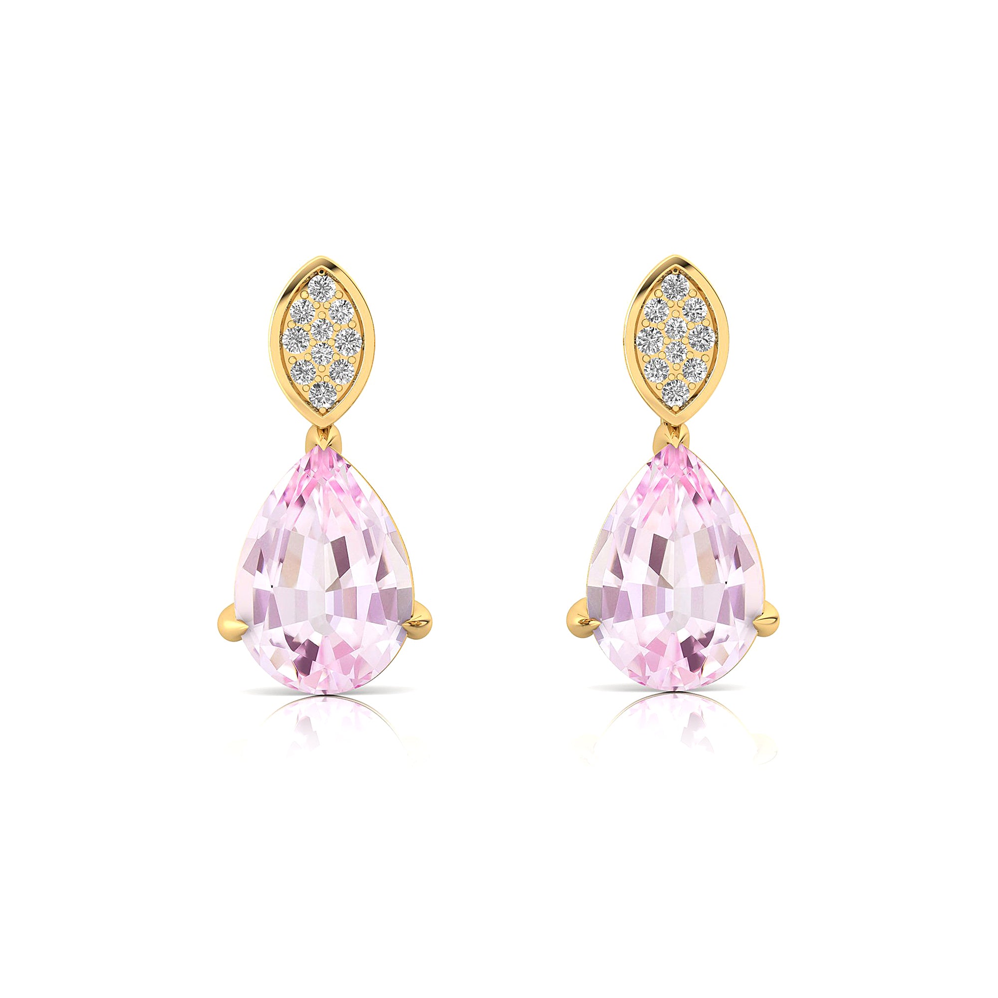 Illussion Set Diamond Earrings with Pear Cut Morganite - GeumJewels