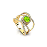 Solitaire Round Peridot Cocktail Diamond Ring - GeumJewels