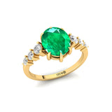 Oval Cut Emerald with Graduated Diamonds Ring - GeumJewels