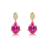 Illussion Set Diamond Earrings with Pear Cut Pink Sapphire - GeumJewels