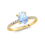 Long Cushion Moonstone Thin Diamond Promise Ring - GeumJewels