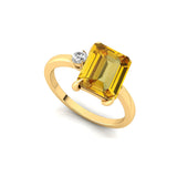 Emerald Shaped Yellow Sapphire with 3mm Accent Solitaire Engagement Ring - GeumJewels