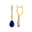 Lever Back Diamond Drop Earrings with Pear Cut Blue Sapphire - GeumJewels
