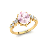 Oval Cut Morganite with Graduated Diamonds Ring - GeumJewels
