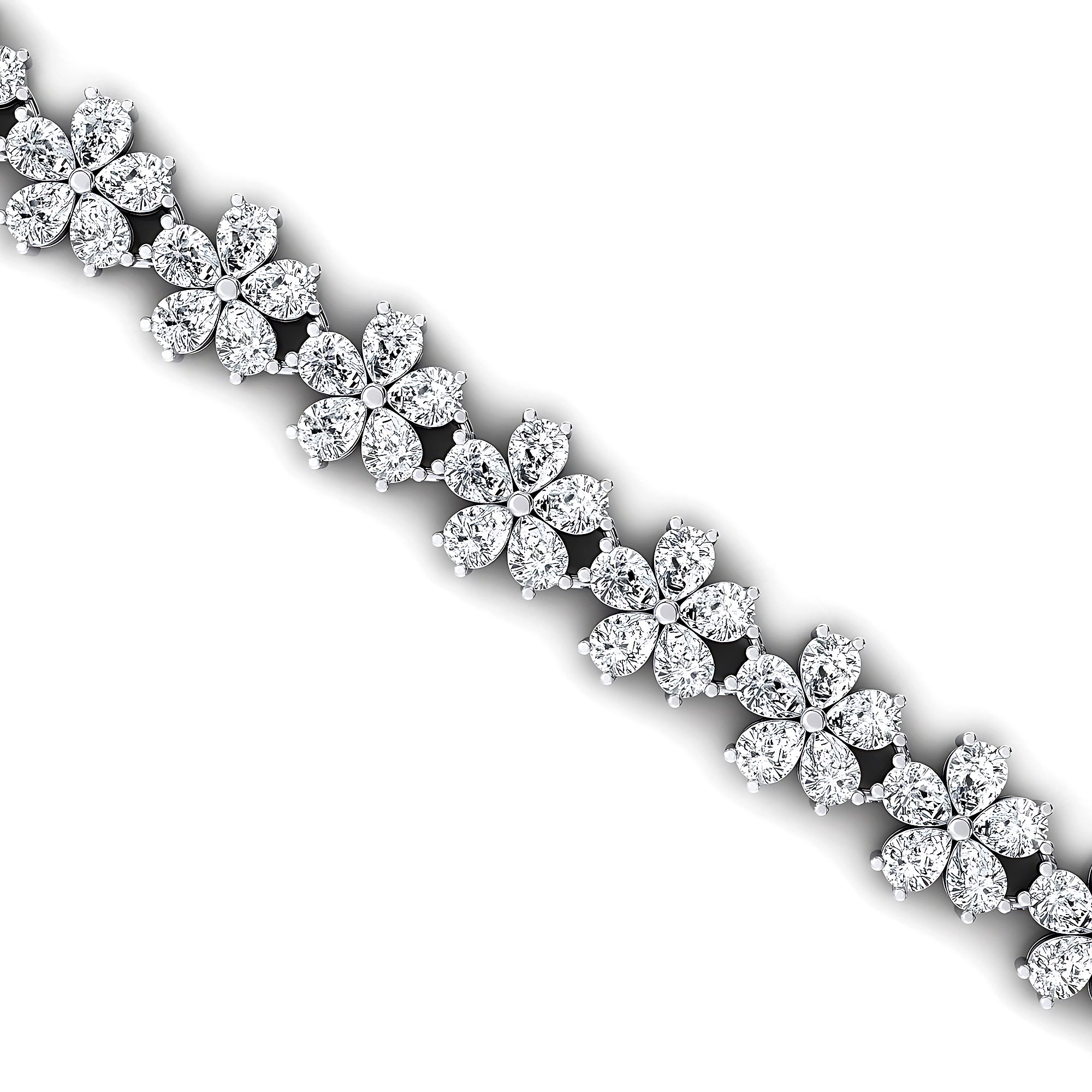 Flower Inspired Pear Set Diamond Statement Bracelet - GeumJewels