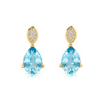 Illussion Set Diamond Earrings with Pear Cut Aquamarine - GeumJewels