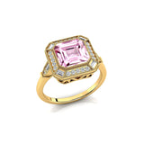 Vintage Style Square Cut Morganite Diamond Ring - GeumJewels