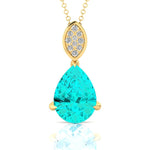 Illussion Set Diamond Pendant with Pear Cut Paraiba Tourmaline - GeumJewels