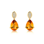 Illussion Set Diamond Earrings with Pear Cut Citrine - GeumJewels