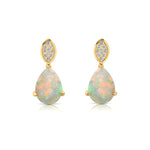 Illussion Set Diamond Earrings with Pear Cut Opal - GeumJewels