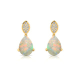 Illussion Set Diamond Earrings with Pear Cut Opal - GeumJewels