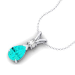 Paraiba Tourmaline Teardrop Pendant with Solitaire Diamond - GeumJewels