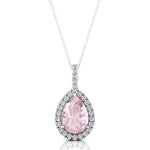 Morganite Teardrop Pendant with Diamond Halo - GeumJewels