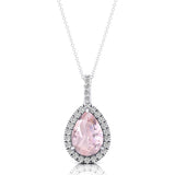Morganite Teardrop Pendant with Diamond Halo - GeumJewels